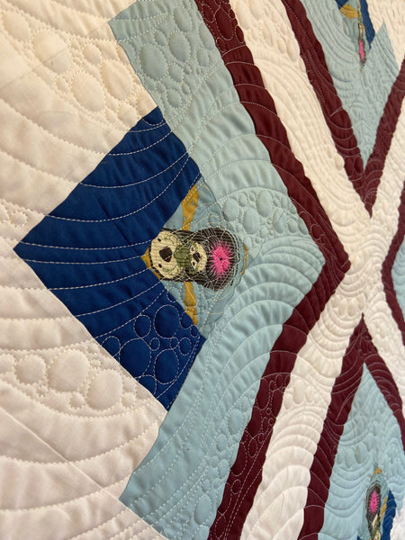 Mid century modern handmade otter baby quilt - Quilts a la Mode