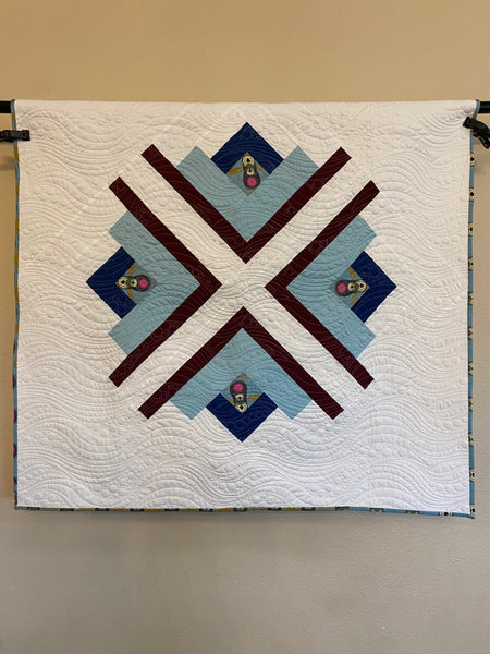 Mid century modern handmade otter baby quilt - Quilts a la Mode