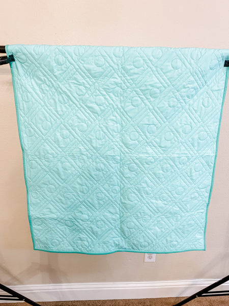 Aqua Fox Dream Big Whole Cloth Baby Quilt - Quilts a la Mode