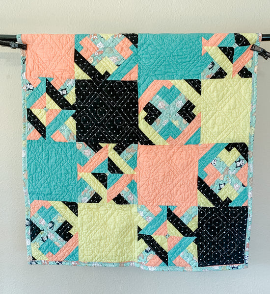 Teal and Orange Baby Animal Pyramid Baby Quilt - Quilts a la Mode
