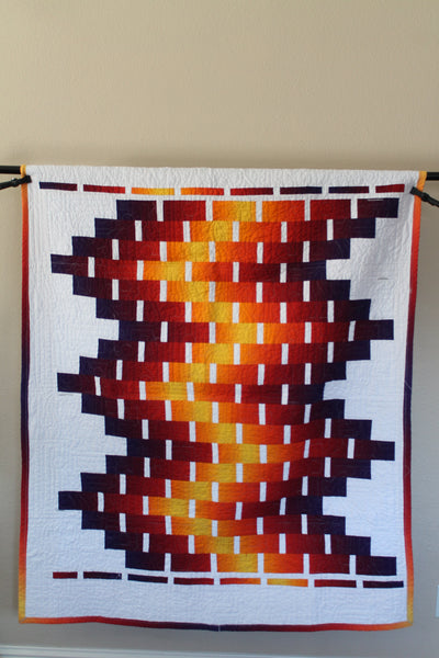 Fire Ombre Two-Sided Quilt | Vibrant Throw Black & White Background Quilt | Red/Yellow/ Purple Home decor | Living Room Home Decor | Modern - Quilts a la Mode