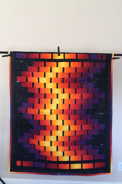 Fire Ombre Two-Sided Quilt | Vibrant Throw Black & White Background Quilt | Red/Yellow/ Purple Home decor | Living Room Home Decor | Modern - Quilts a la Mode