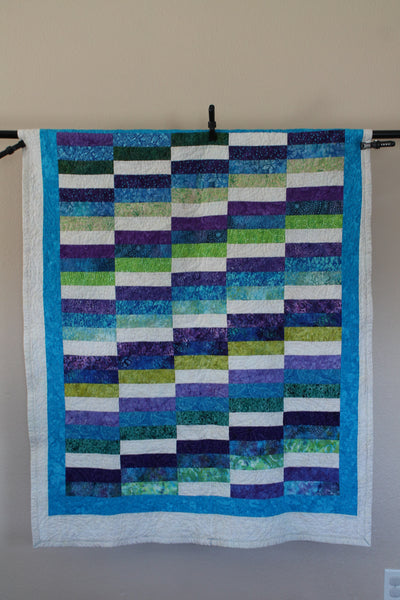 Purple Stripes and Diamonds Throw Size Quilt | Two Sided Quilt | Handmade Home Decor | Stripes Quilt | Modern Handmade Quilt | Home Art - Quilts a la Mode