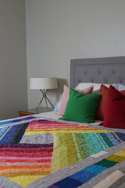 Rainbow bandanna throw size quilt | Handmade Rainbow Quilt | Home Decor | Gift Quilt Women | Girl Bedroom Decor | Living Room Decor | Quilt - Quilts a la Mode