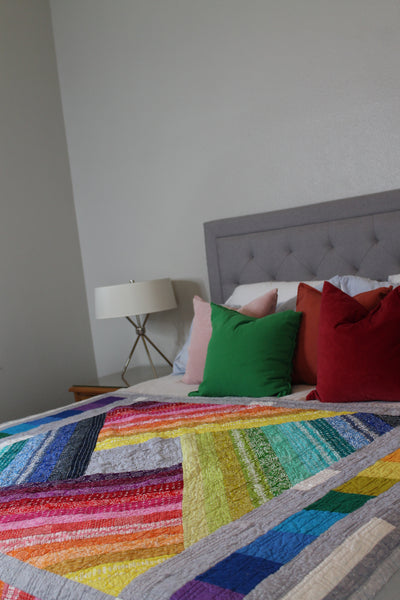 Rainbow bandanna throw size quilt | Handmade Rainbow Quilt | Home Decor | Gift Quilt Women | Girl Bedroom Decor | Living Room Decor | Quilt - Quilts a la Mode