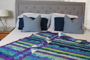 Purple Stripes and Diamonds Throw Size Quilt | Two Sided Quilt | Handmade Home Decor | Stripes Quilt | Modern Handmade Quilt | Home Art - Quilts a la Mode