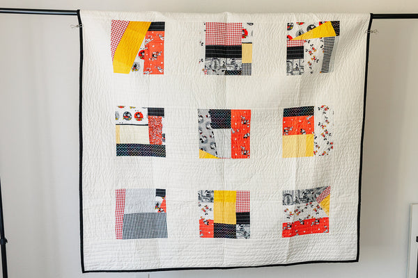 Mickey Mouse Modern Throw Sized Quilt - Quilts a la Mode