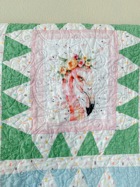 Pink Floral Baby Animals Baby/Crib Quilt - Quilts a la Mode