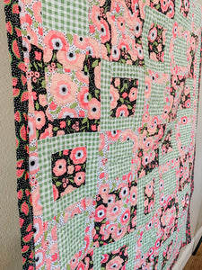 Pink Posies Two Sided Baby/Crib/Throw Quilt - Quilts a la Mode