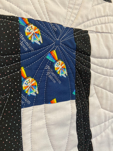 Black and Rainbow Star Wars Baby Quilt - Quilts a la Mode