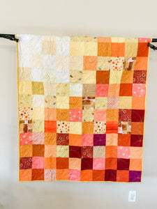 Yellow Orange Baby/Crib Bird Accented Handmade Quilt - Quilts a la Mode