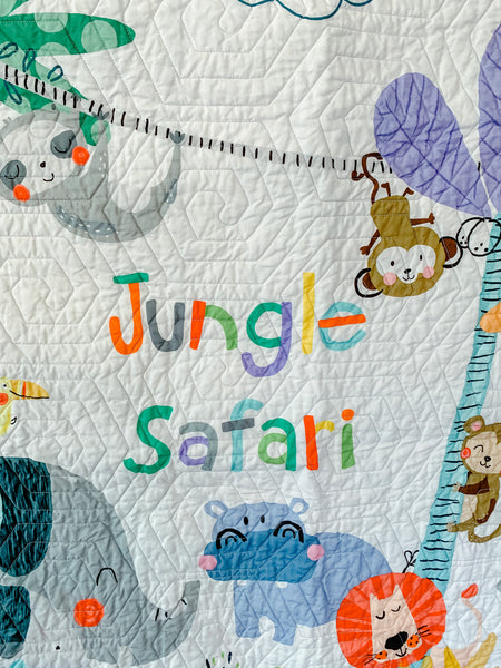 Baby Animal Jungle Safari Panel Baby Quilt - Quilts a la Mode