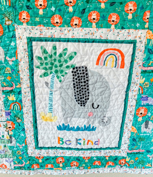 Baby Animal Jungle Safari Panel Baby Quilt - Quilts a la Mode