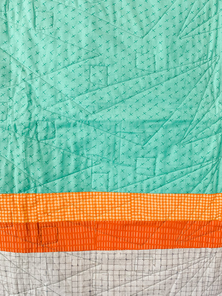 Green and orange dinosaur baby/crib quilt - Quilts a la Mode