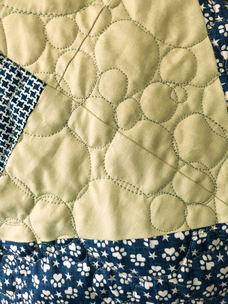Blue and Green Geometric Quilt - Quilts a la Mode