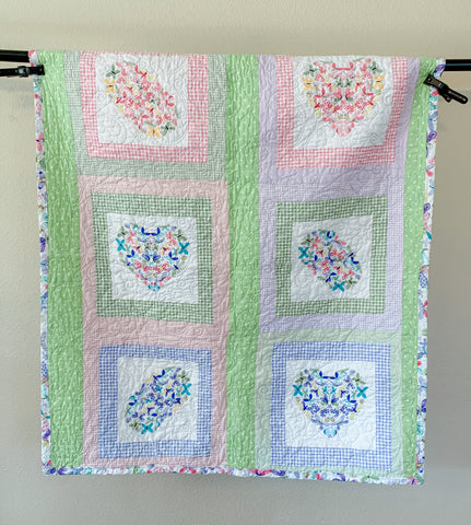 Blue and Pink Butterfly Handmade Baby/Crib Quilt - Quilts a la Mode