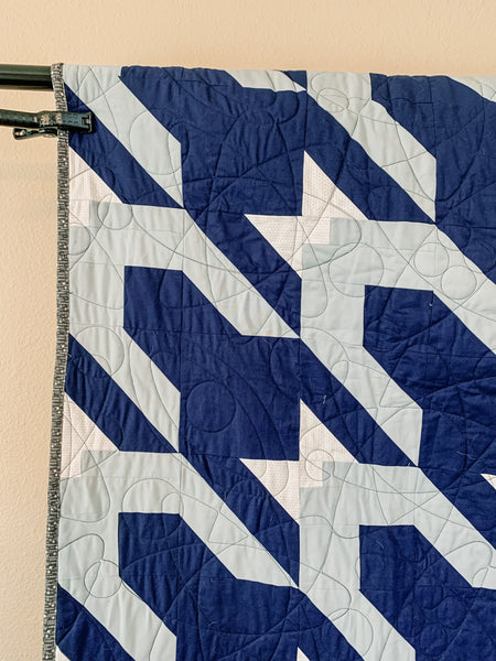Navy Spaceship Large Throw Handmade Quilt - Quilts a la Mode